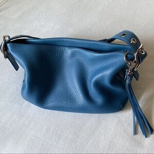 Coach Blue Hobo Bag with Textured Leather
